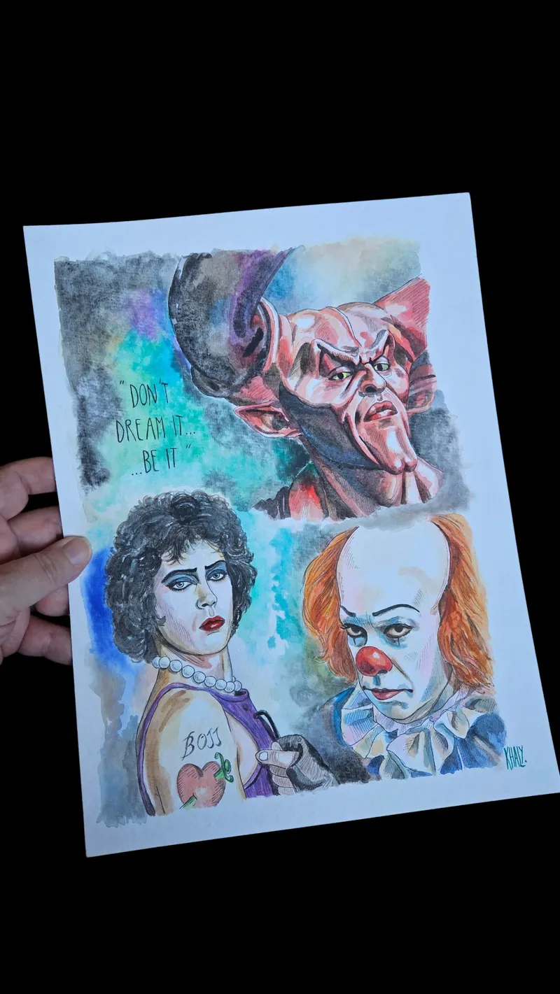 Aquarelle originale hommage à Tim Curry ❤, art gothique original (3)
