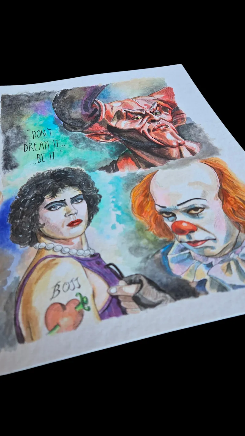 Aquarelle originale hommage à Tim Curry ❤, art gothique original (2)