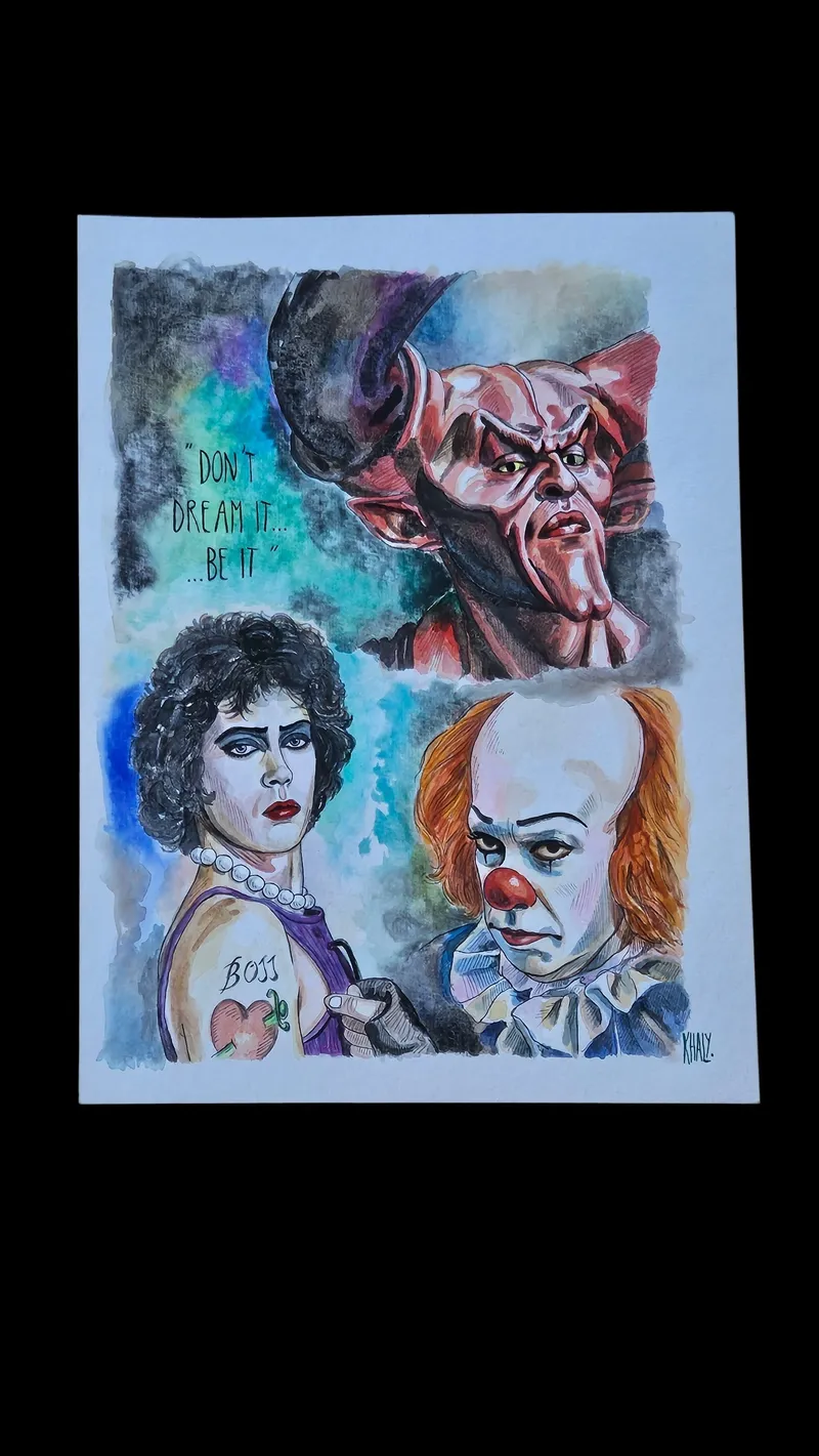 Aquarelle originale hommage à Tim Curry ❤, art gothique original