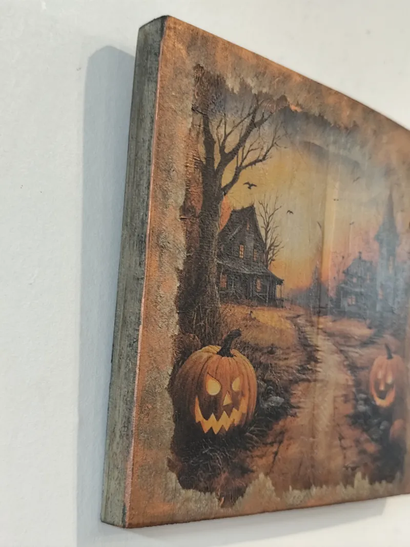 Planchette bois déco halloween, décoration gothique faite main (3)