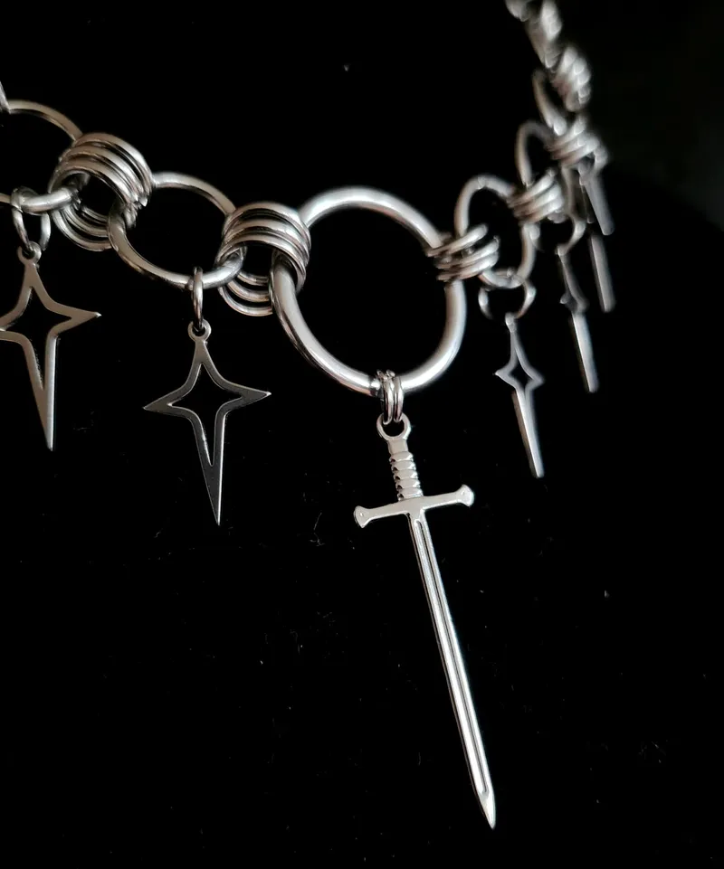 Collier choker "888" chainmail — 2