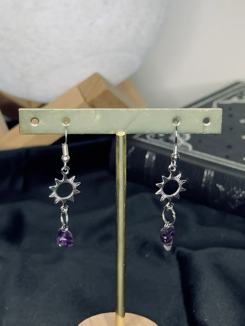 SOLSTICE - Ornement d’oreilles, bijou gothique fait main