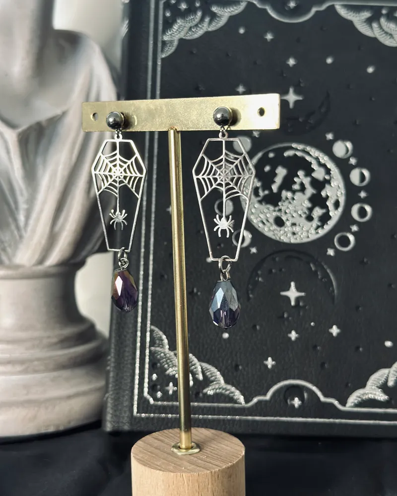 ARACHNÉ - Ornement d’oreilles, bijou gothique fait main (2)