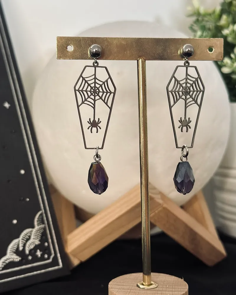 ARACHNÉ - Ornement d’oreilles, bijou gothique fait main