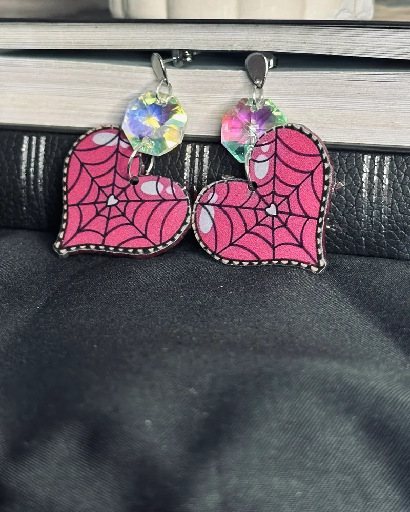 CŒUR D’ARACHNÉE - Ornements d’oreilles, bijou gothique fait main (3)