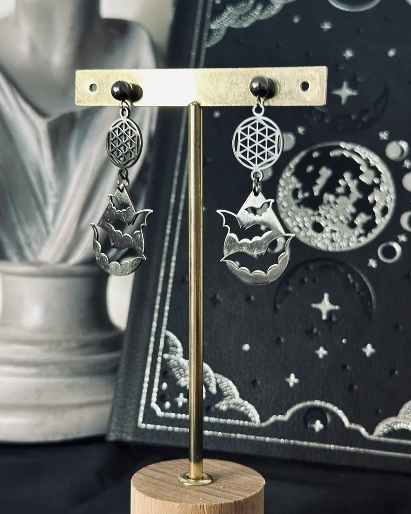 EREBOS - Ornement d’oreilles, bijou gothique fait main (2)