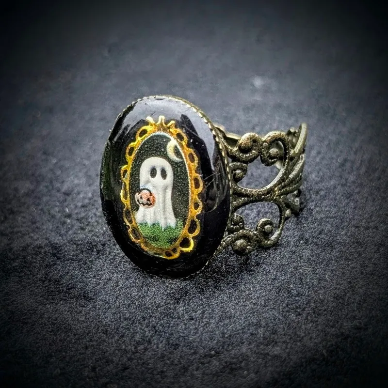 Bague bronze fantôme, bijou gothique fait main (2)