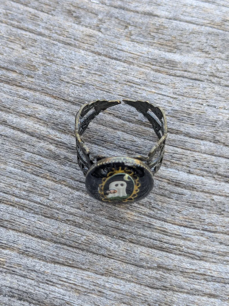 Bague bronze fantôme, bijou gothique fait main (3)