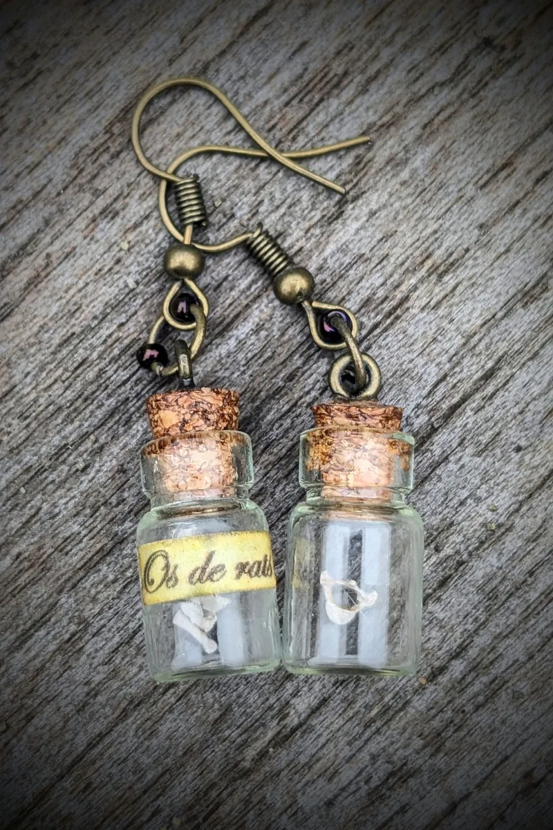 Boucles d'oreilles bronze os de rat