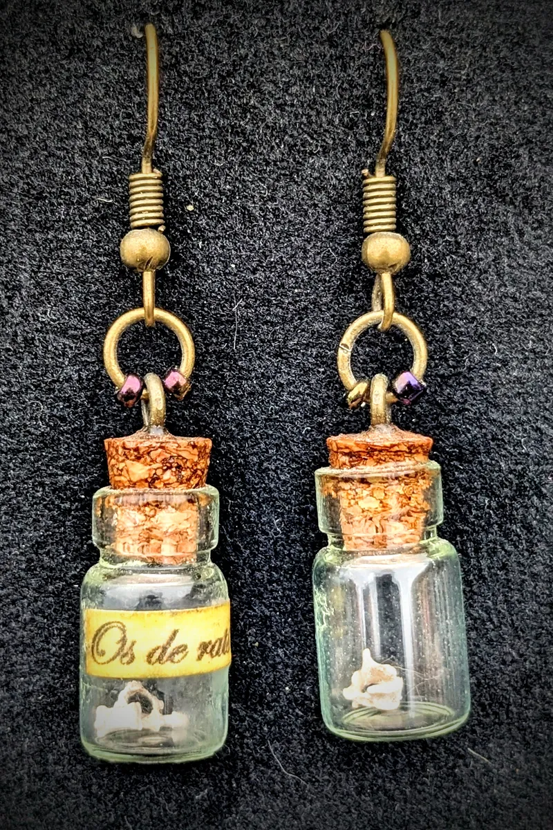 Boucles d'oreilles bronze os de rat — 3