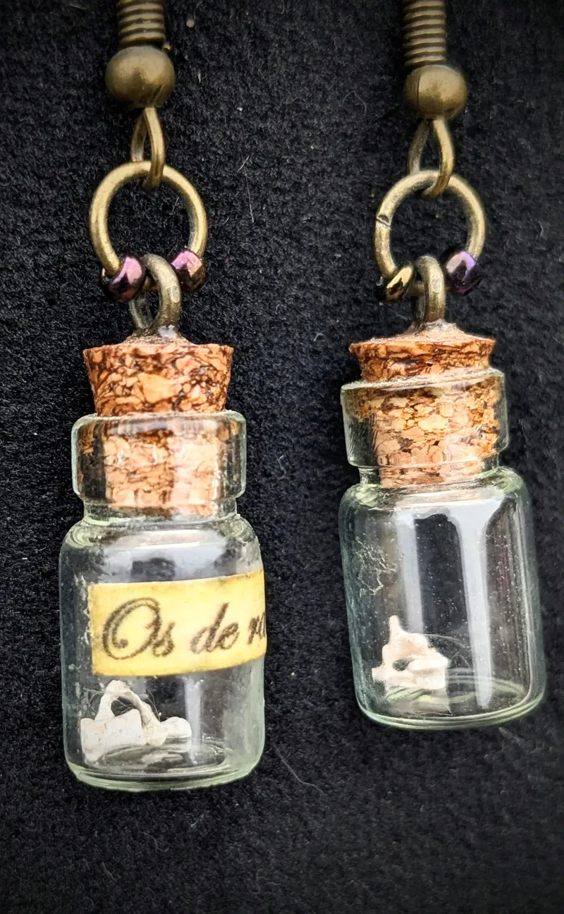 Boucles d'oreilles bronze os de rat — 2
