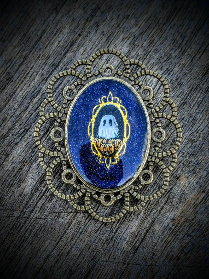 Broche bronze fantôme, accessoire gothique fait main