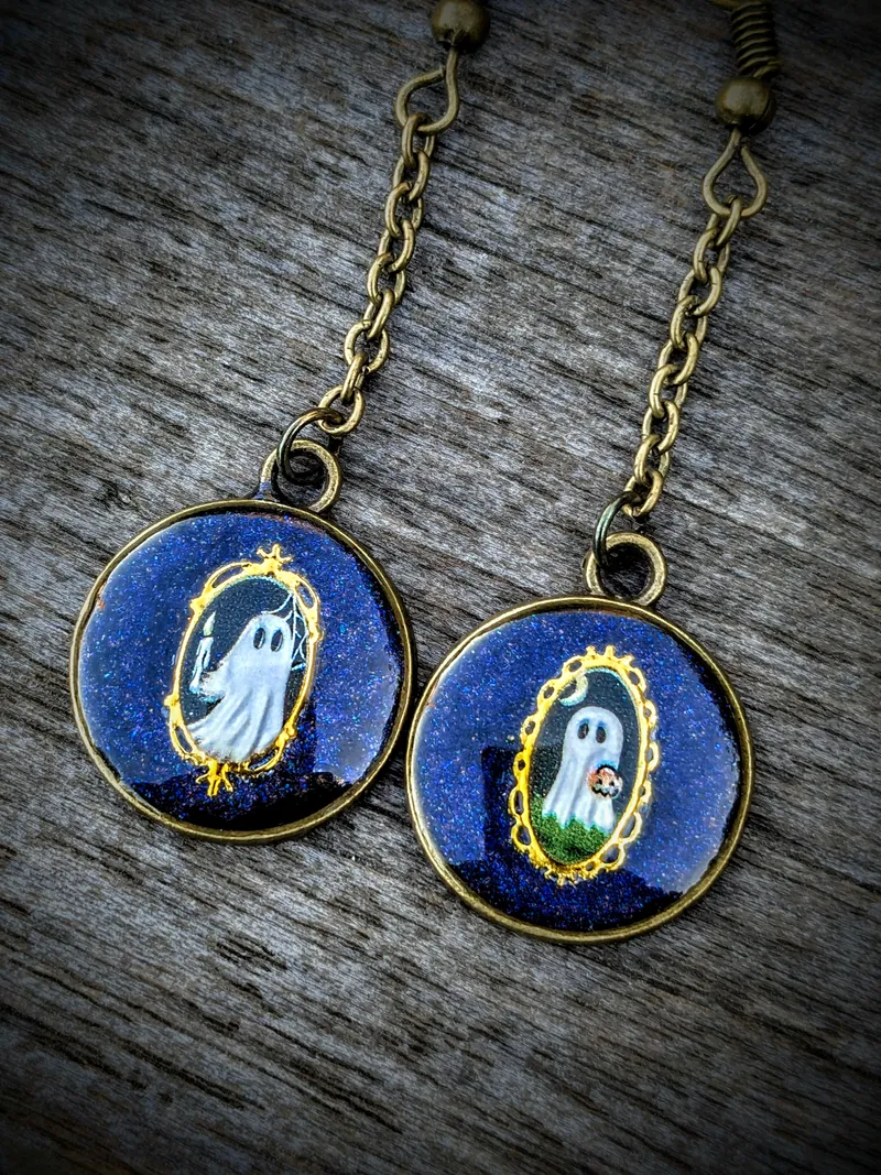 BO pendantes bronze fantômes, bijou gothique fait main