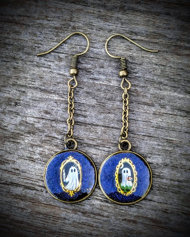 BO pendantes bronze fantômes, bijou gothique fait main (2)